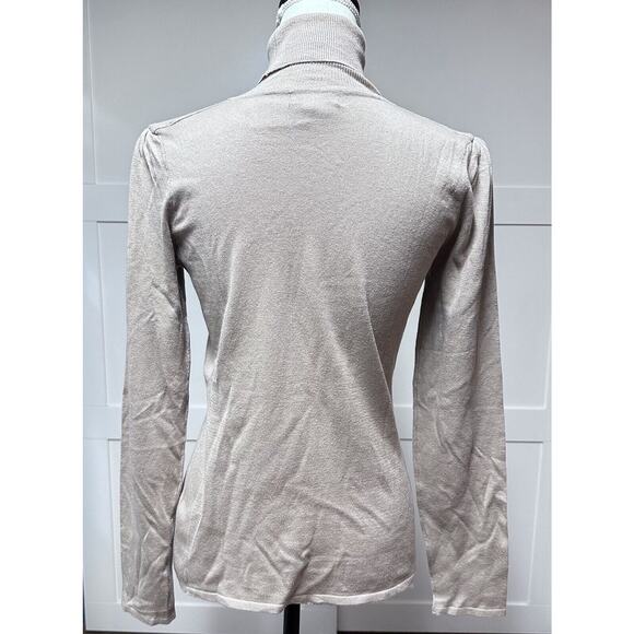 Adec 2 sz L‎ Turtleneck Silk Cotton Cashmere Long Puff Sleeve Sweater Pullover - Picture 3 of 8